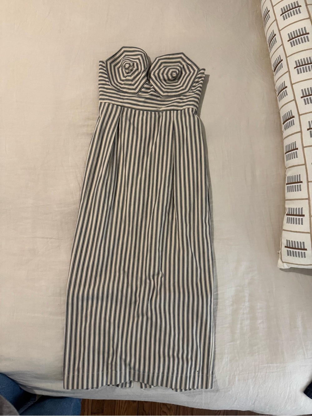 Mara Hoffman Black and White Strapless Rina Dress with Rosette Bodice